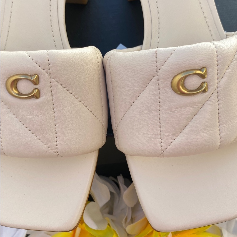 Coach Beige Block Heel Sandals - Picture 7 of 8